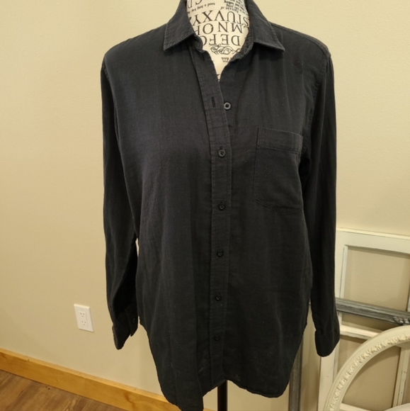 Everlane Womens SZ 2 Silky 100% Cotton relaxed boyfriend button down Indigo Blue - Picture 4 of 11